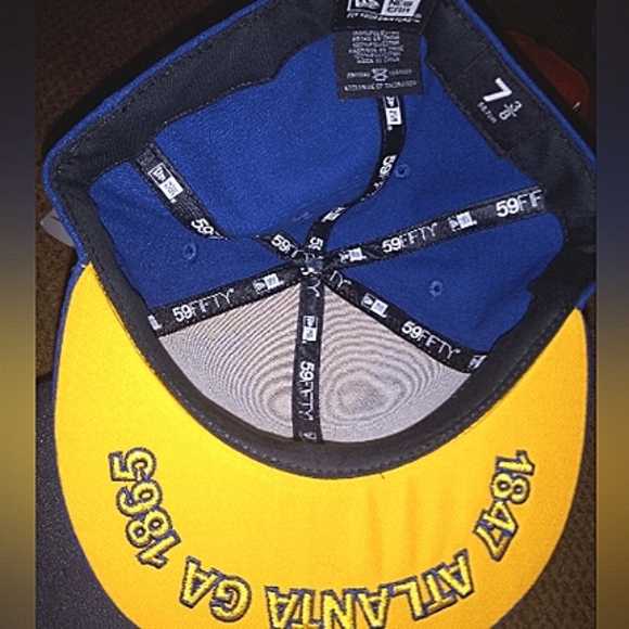 Yellow and Dark Blue Atlanta New Era's, size 7 3/8" - Picture 2 of 2